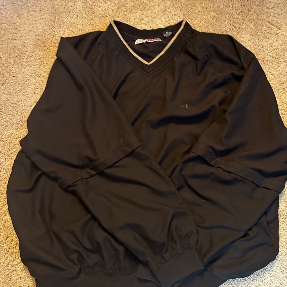 Grand Slam Black V-Neck Sweater with Tan Trim